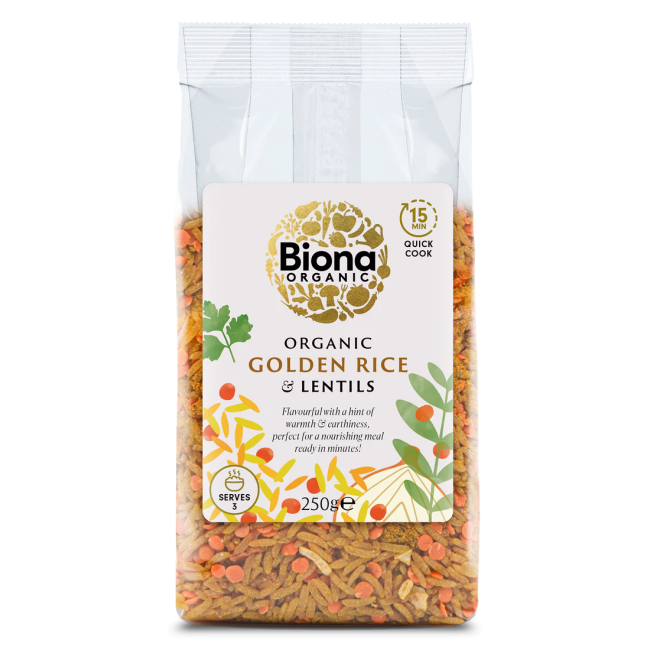 Orez auriu si linte bio 250g Biona