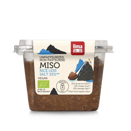 Pasta Miso de orez si soia nepasteurizata cu continut redus de sare eco 300g  Lima Pasta Miso de orez si soia nepasteurizata cu continut redus de sare eco 300g  Lima