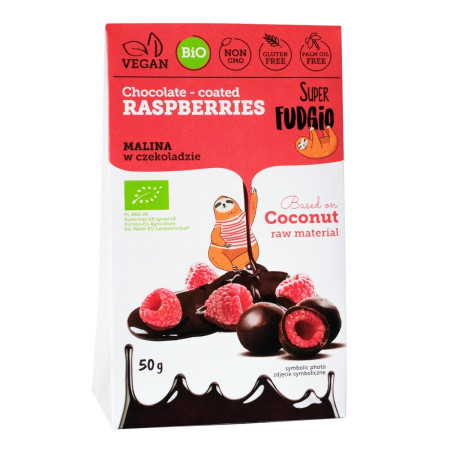 Zmeura invelita in ciocolata bio 50g Super Fudgio Zmeura invelita in ciocolata bio 50g Super Fudgio