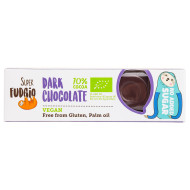 Baton de ciocolata neagra fara zahar adaugat, bio, 40g, Super Fudgio