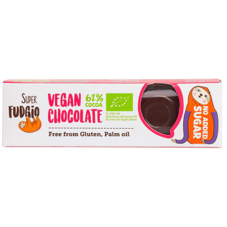 Baton de ciocolata vegana fara zahar adaugat, bio, 40g, Super Fudgio Baton de ciocolata vegana fara zahar adaugat, bio, 40g, Super Fudgio