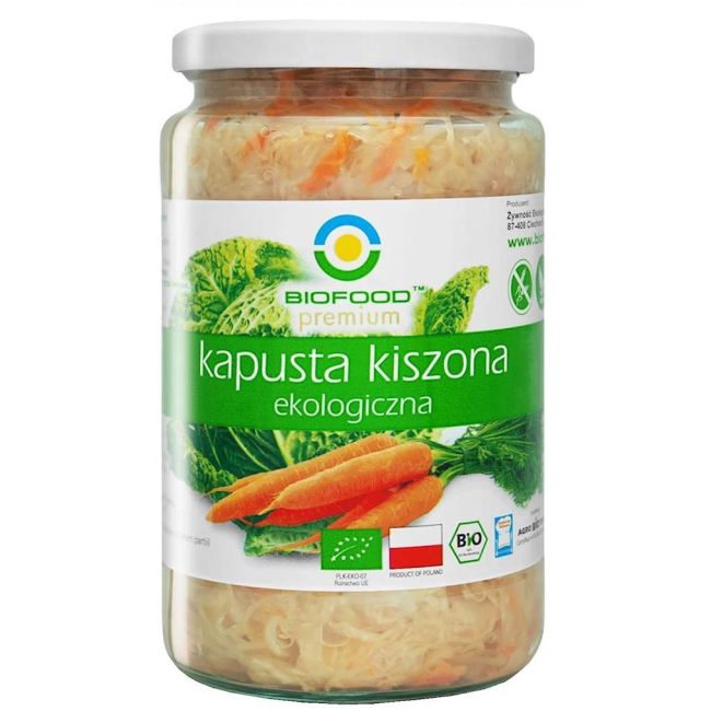 Varza lactofermentata cu morcovi bio 700g Biofood
