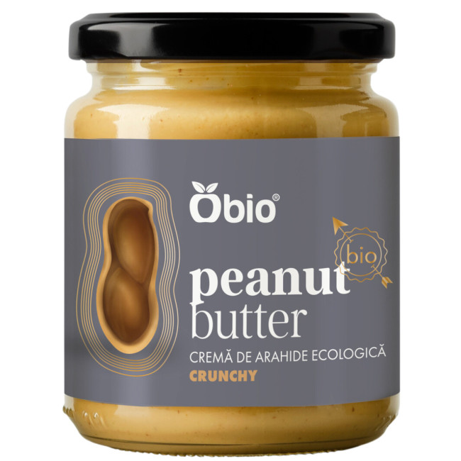 Unt de arahide crunchy bio 250g Obio Unt de arahide crunchy bio 250g Obio