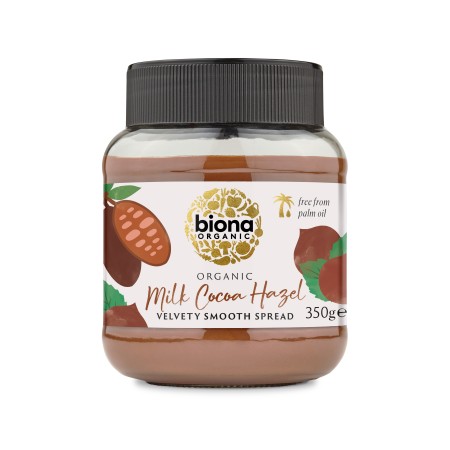 Crema de ciocolata cu lapte si alune de padure bio 350g Biona Crema de ciocolata cu lapte si alune de padure bio 350g Biona