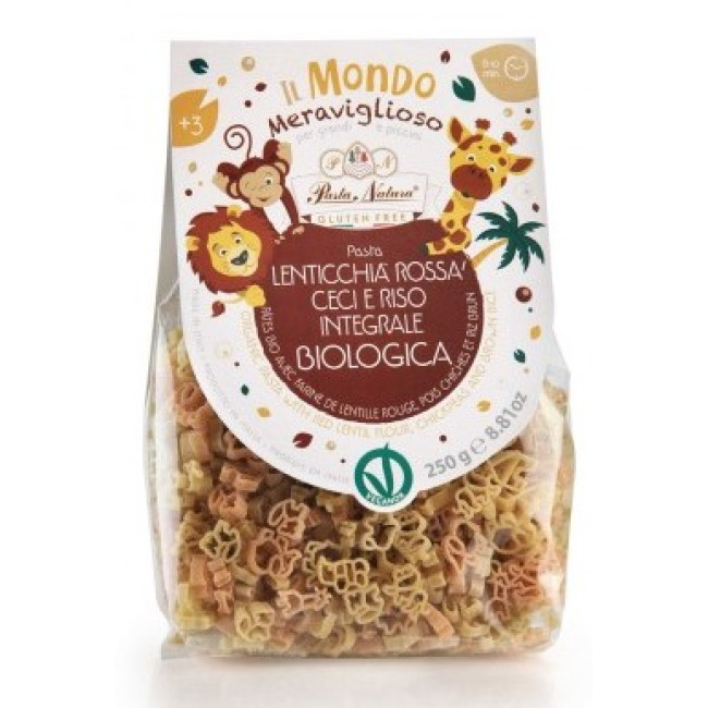 Paste savana cu faina de linte rosie, naut si orez brun bio 250g Pasta Natura