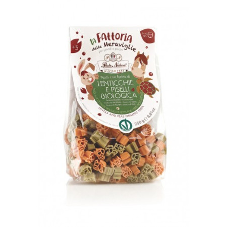 Paste cu faina de linte rosie si mazare verde fara gluten pentru copii, eco 250g Pasta Natura Paste cu faina de linte rosie si mazare verde fara gluten pentru copii, eco 250g Pasta Natura