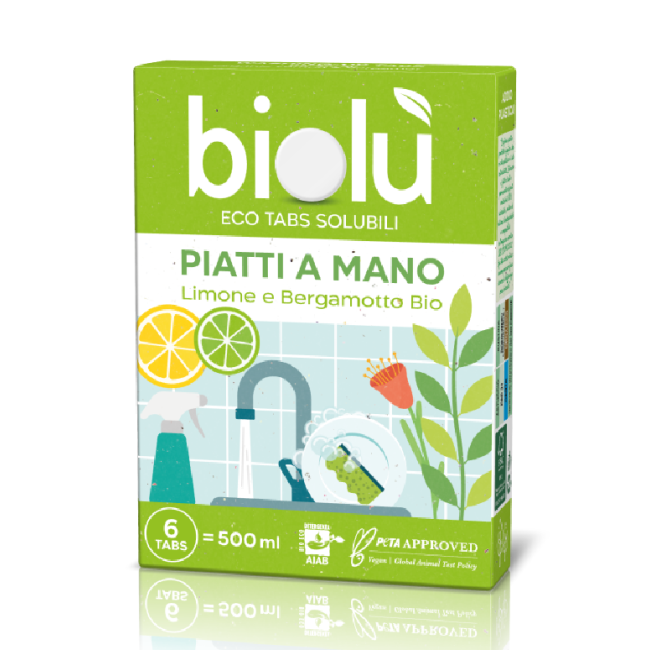 Tablete pentru spalat vase manual cu lamaie si bergamota ecologice 6 bucati 14.25g Biolu