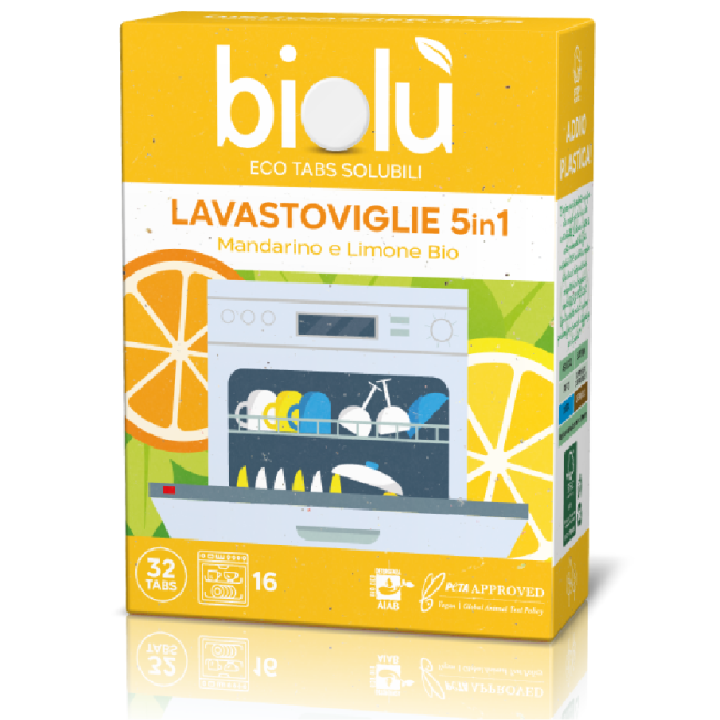 Tablete pentru masina de spalat vase 5in1 cu mandarine si lamaie ecologice 32 bucati 76g Biolu Tablete pentru masina de spalat vase 5in1 cu mandarine si lamaie ecologice 32 bucati 76g Biolu