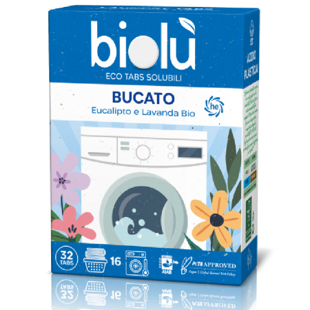 Tablete pentru masina de spalat rufe cu eucalipt si lavanda ecologice 32 bucati 76g Biolu