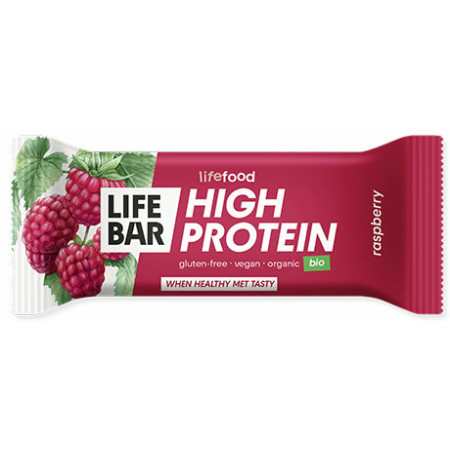 Lifebar baton proteic cu zmeura, bio, 40g, Lifefood