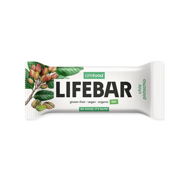 Lifebar baton cu chia si fistic, raw, bio, 40g, Lifefood