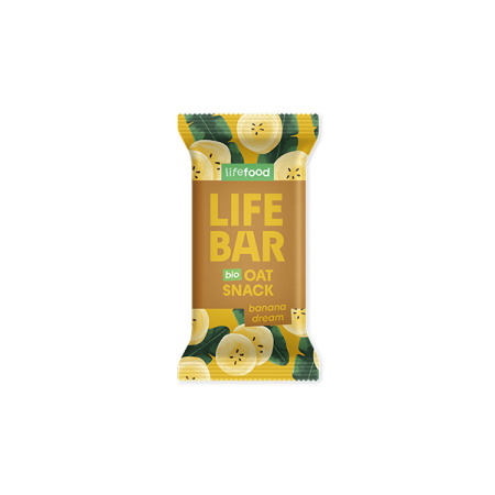 Baton de ovaz cu banane, bio, 40g, Lifebar Baton de ovaz cu banane, bio, 40g, Lifebar