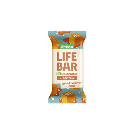 Baton proteic de ovaz cu caramel sarat, bio, 40g, Lifebar Baton proteic de ovaz cu caramel sarat, bio, 40g, Lifebar