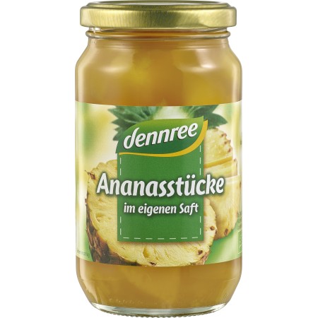 Ananas bucati in suc de ananas bio 350g Dennree Ananas bucati in suc de ananas bio 350g Dennree