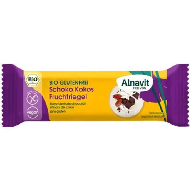 Baton cu cocos si ciocolata fara gluten bio 40g Alnavit Baton cu cocos si ciocolata fara gluten bio 40g Alnavit