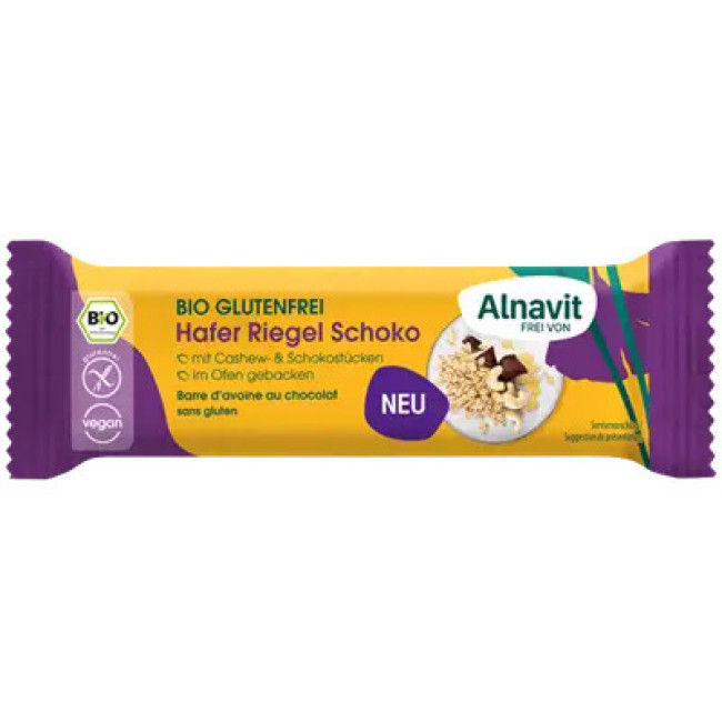 Baton cu ovaz si ciocolata fara gluten bio 50g Alnavit Baton cu ovaz si ciocolata fara gluten bio 50g Alnavit