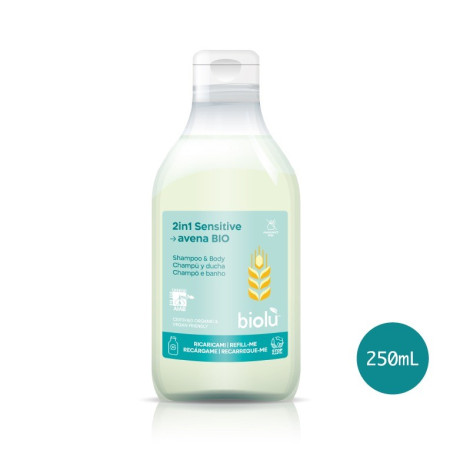 Gel de dus - sampon Sensitive, bio, 250ml - Biolu Gel de dus - sampon Sensitive, bio, 250ml - Biolu