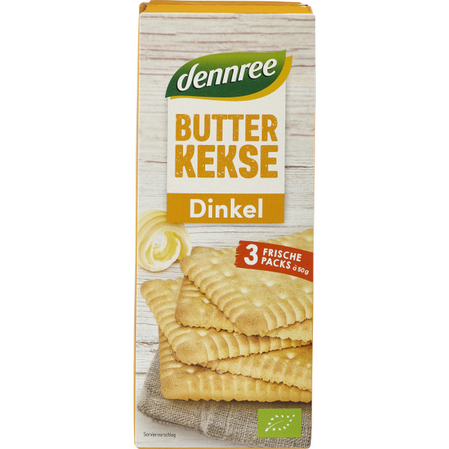 Biscuiti din spelta cu unt bio 3 x 50g 150g Dennree Biscuiti din spelta cu unt bio 3 x 50g 150g Dennree