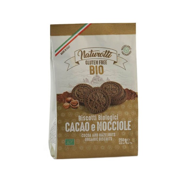 Biscuiti cu cacao si alune de padure eco, fara gluten 250g Naturotti