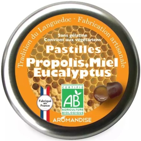 Bomboane artizanale cu propolis, miere si eucalipt bio, 45g, Aromandise
