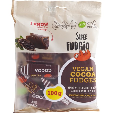 Caramele aroma cacao, bio, 100g, Super Fudgio Caramele aroma cacao, bio, 100g, Super Fudgio