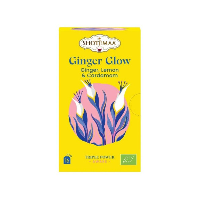 Ceai awake - ginger glow - ghimbir, lamaie si cardamom bio 16dz x 2g 32g Shotimaa