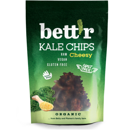 Chips din kale cu aroma de branza raw eco 30g Bettr Chips din kale cu aroma de branza raw eco 30g Bettr