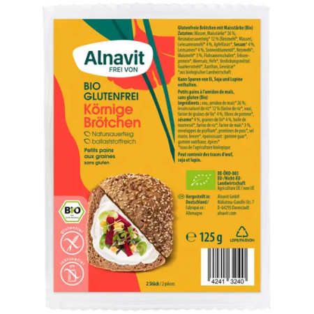 Chifle cu seminte fara gluten, precoapte bio 125g 2 buc. Alnavit