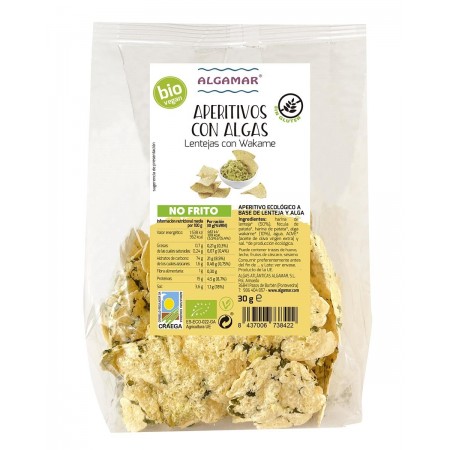 Chips de linte cu alge wakame bio 30g Algamar Chips de linte cu alge wakame bio 30g Algamar