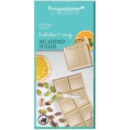 Ciocolata alba cu fistic si portocale fara zahar adaugat bio, 70g, Benjamissimo