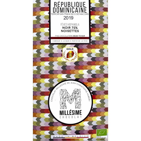 Ciocolata belgiana artizanala cu alune de padure, Republique Dominicaine, eco 70g, Millesime Ciocolata belgiana artizanala cu alune de padure, Republique Dominicaine, eco 70g, Millesime