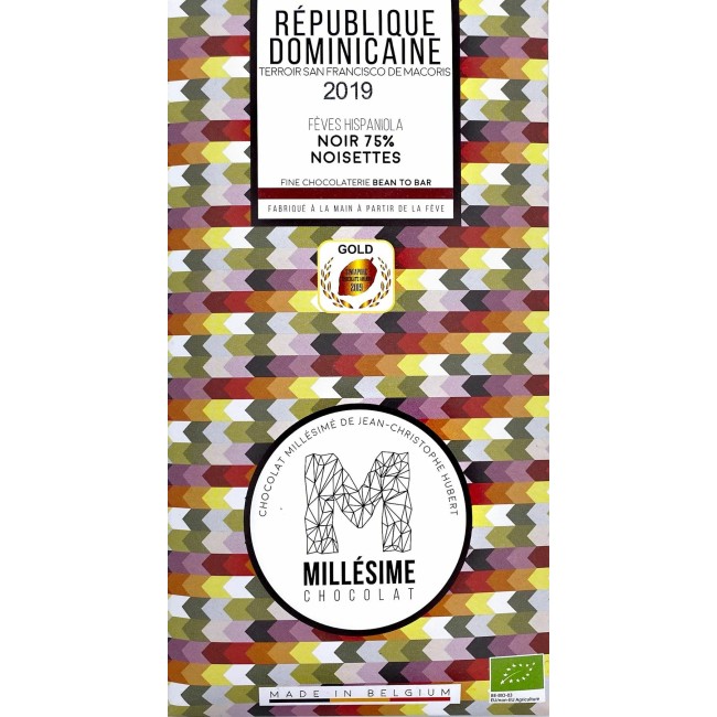 Ciocolata belgiana artizanala cu alune de padure, Republique Dominicaine, eco 70g, Millesime