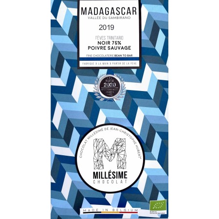 Ciocolata belgiana artizanala cu piper salbatic, Madagascar, eco 70g, Millesime Ciocolata belgiana artizanala cu piper salbatic, Madagascar, eco 70g, Millesime
