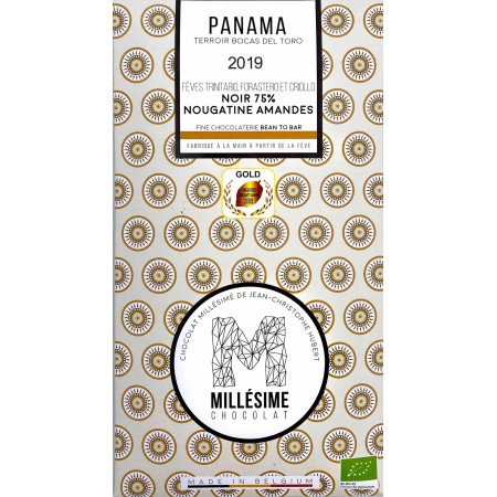 Ciocolata belgiana cu umplutura de migdale, artizanala, Panama, eco 70g, Millesime Ciocolata belgiana cu umplutura de migdale, artizanala, Panama, eco 70g, Millesime