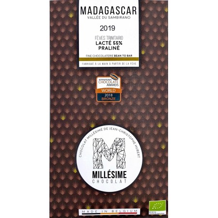 Ciocolata belgiana cu umplutura de praline, artizanala, Madagascar, eco 70g, Millesime Ciocolata belgiana cu umplutura de praline, artizanala, Madagascar, eco 70g, Millesime