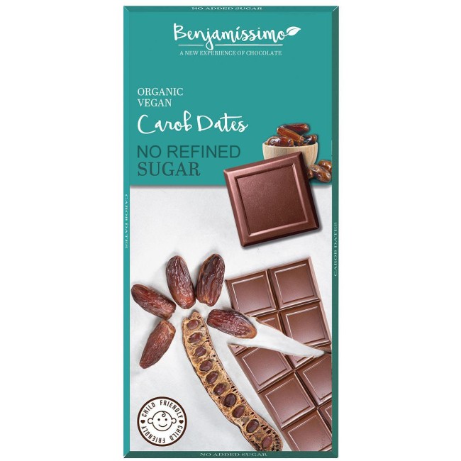 Ciocolata cu pudra de carob si curmale bio, 70g, Benjamissimo