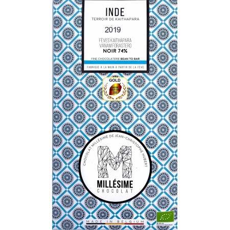 Ciocolata neagra 74% belgiana, artizanala, Inde, eco 70g, Millesime Ciocolata neagra 74% belgiana, artizanala, Inde, eco 70g, Millesime
