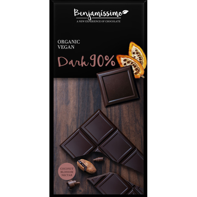 Ciocolata neagra 90% bio 70g Benjamissimo