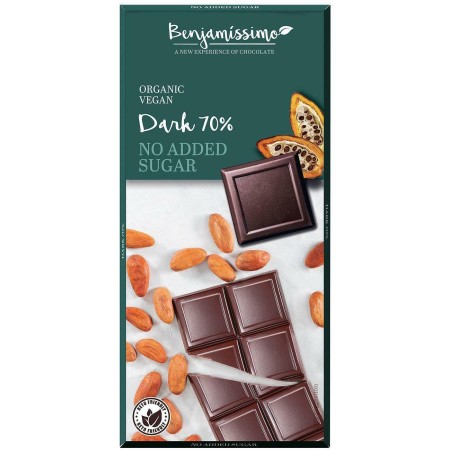Ciocolata neagra fara zahar adaugat bio, 70g, Benjamissimo Ciocolata neagra fara zahar adaugat bio, 70g, Benjamissimo
