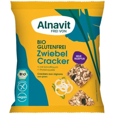 Crackers cu ceapa fara gluten, bio, 75g Alnavit Crackers cu ceapa fara gluten, bio, 75g Alnavit