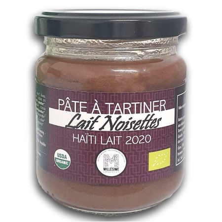 Crema de ciocolata belgiana cu alune de padure si lapte, artizanala, Haiti, eco 200g, Millesime Crema de ciocolata belgiana cu alune de padure si lapte, artizanala, Haiti, eco 200g, Millesime