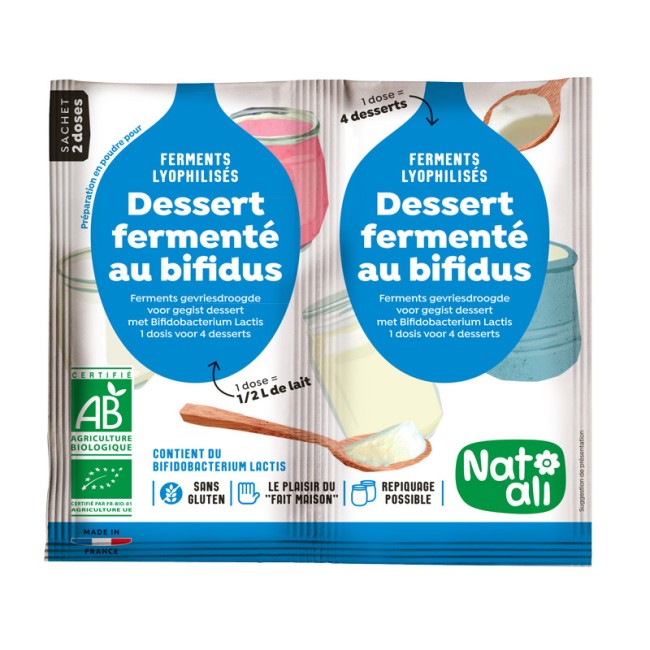 Ferment pentru deserturi cu bifidus, bio, 2x 6g, Nat-ali Ferment pentru deserturi cu bifidus, bio, 2x 6g, Nat-ali