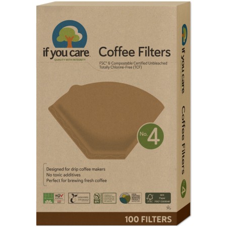 Filtre de cafea marimea 4, nealbite, fara clor, compostabile, 100buc, If You Care Filtre de cafea marimea 4, nealbite, fara clor, compostabile, 100buc, If You Care