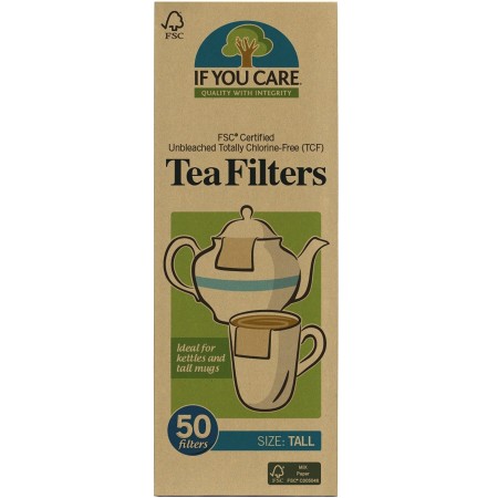 Filtre de ceai inalte, nealbite, fara clor, compostabile, 50buc, If You Care Filtre de ceai inalte, nealbite, fara clor, compostabile, 50buc, If You Care