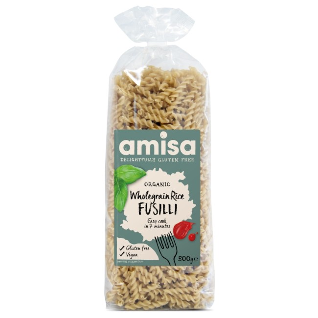 Fusilli din orez integral fara gluten eco 500g Amisa