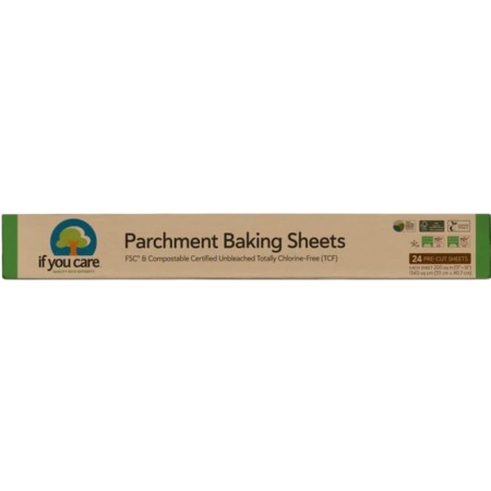 Hartie de copt nealbita, fara clor, compostabila, pretaiata, 24 foi, If You Care Hartie de copt nealbita, fara clor, compostabila, pretaiata, 24 foi, If You Care