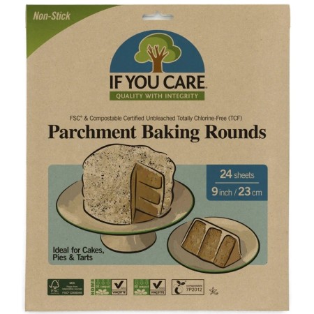 Hartie de copt rotunda, nealbita, fara clor, compostabila, 24 buc, If You Care Hartie de copt rotunda, nealbita, fara clor, compostabila, 24 buc, If You Care