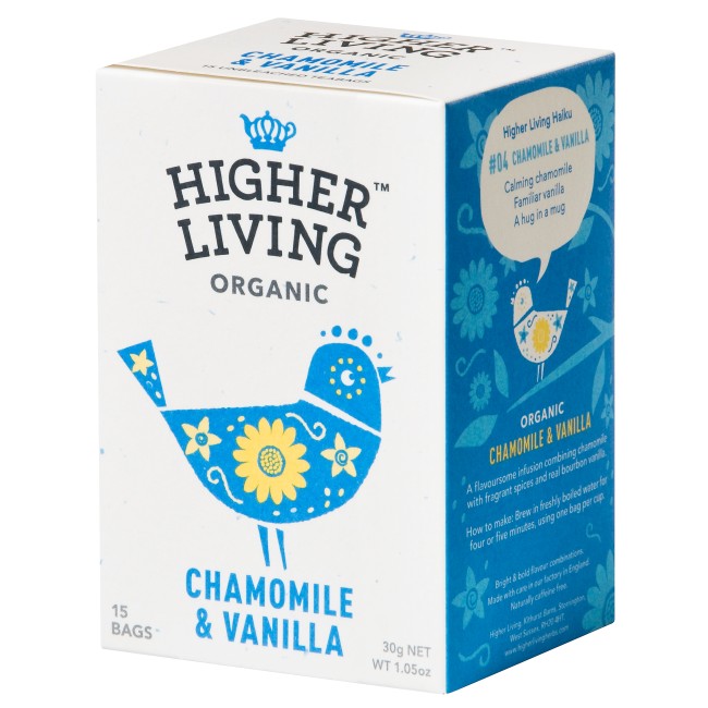 Ceai musetel si vanilie eco, 15 plicuri, Higher Living