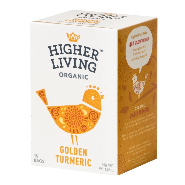 Ceai GOLDEN TURMERIC eco, 15 plicuri, Higher Living