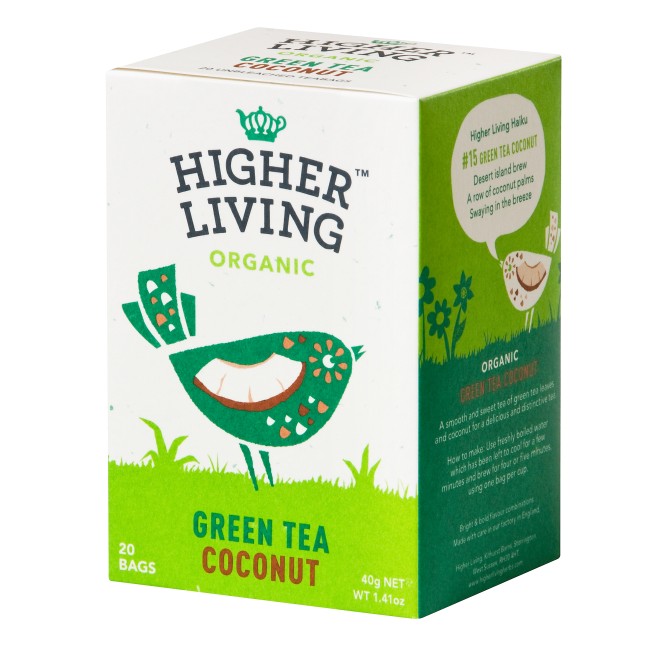 Ceai verde - COCOS - eco, 20 plicuri, Higher Living